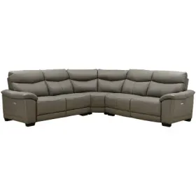 Ecksofa ATHOME Echtleder / Synthetisches Leder taupe