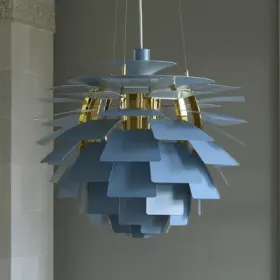 PH Artichoke Hängelampe, blau/messing, Ø48 cm - Louis Poulsen - Wohnzimmer - Modern - Metall - Einflammig