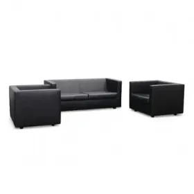 Ledersofa Set Fluidum Atelier Alinea Schwarz/Schwarz, Normal gebraucht
