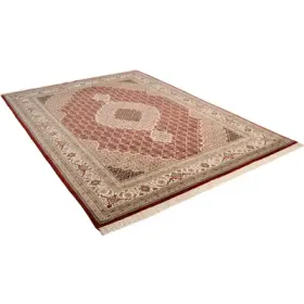 THEKO Orientteppich "Mahi Tabriz, handgeknüpft" rechteckig 12 mm Höhe Material: 80%Wolle, 20% Seide, mit Fransen, Wohnzimmer