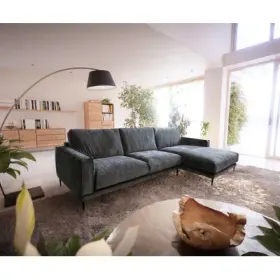 Ecksofa Sottil 290 x 165cm Chenille Grau Recamiere rechts
